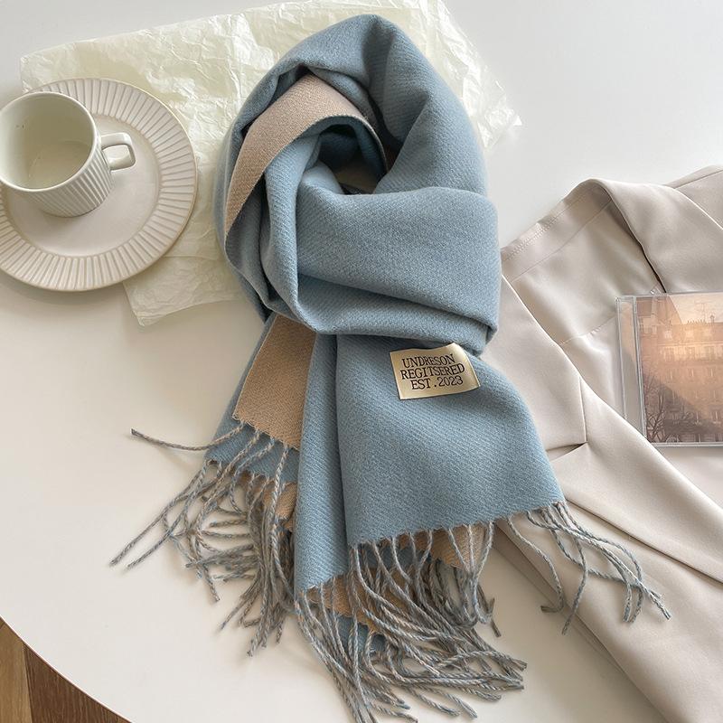 68*200см Однотонный Двусторонний Кашемировый Зимний Женский Шарф Теплая Шаль Уличный Шейный Платок Пашмина Кисточка Леди
