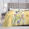 Soft Warm Blanket Airplane Travel Cute Tamagotchi Anime Print Throw Blanket  Flannel Bedspread For Living Room Sofa Bed Cover