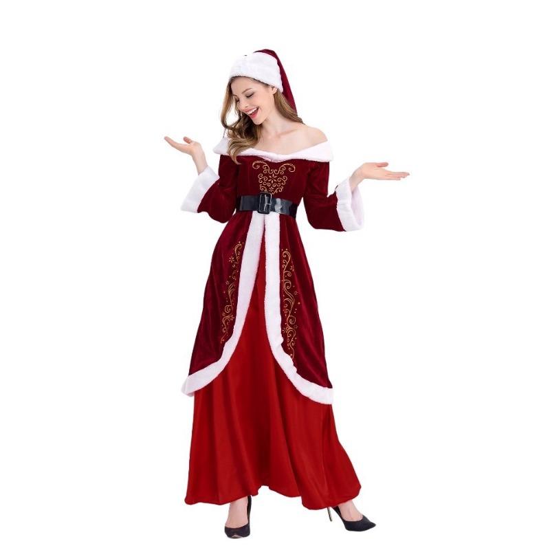 New Christmas Costumes, Santa Claus Party Costumes Little Red Riding Hood Long Costumes