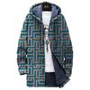 Men Cardigans Coats Geometric Stripe Square Printed Plush Thick Winter Abstract Art Graphics Jackets Casual Streetwear Clothing