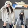 Кардиган вязаный с капюшоном для девочек - Коллекция Осень/Зима 2025, Толстая Свободная Верхняя одежда с длинным рукавом