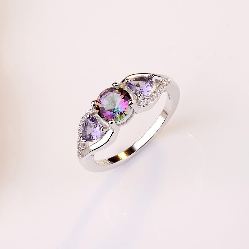 Zhenrong Women's Colorful Heart-Shaped Rings - Trendy European & American Fashion Jewelry