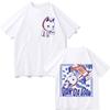 Summer men's Japanese anime turbine Grandma Cat pattern printed T-shirt Men's 100% pure cotton T-shirt cartoon casual short-slee