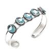 Natural Blue Topaz Gemstone 925 Sterling Silver Cuff Bangle Adjustable F1P78
