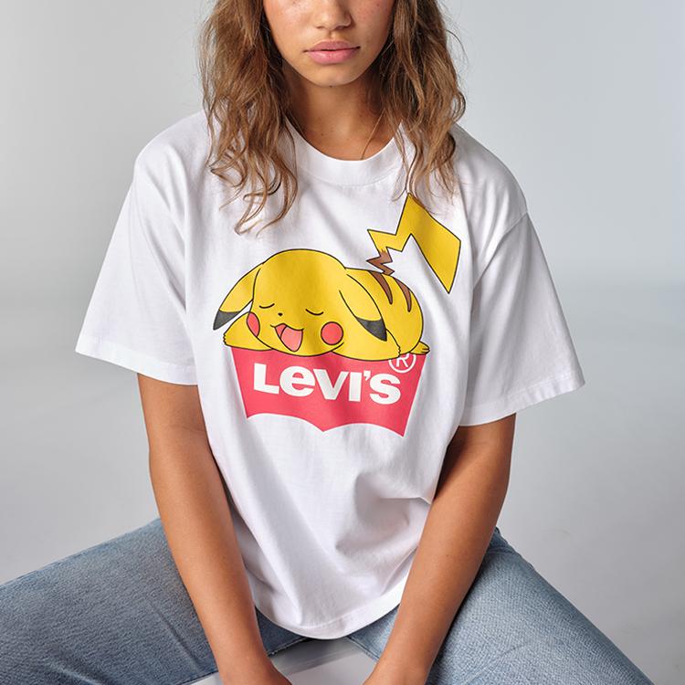 Футболка унисекс с коротким рукавом и круглым вырезом Levis X Pokémon Collaboration Pikachu Print, белая 59194-0002