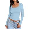 European & American Women's Slim-fit Milk Silk Long-sleeve Navel-baring T-shirt - Autumn Fashion Pullover.