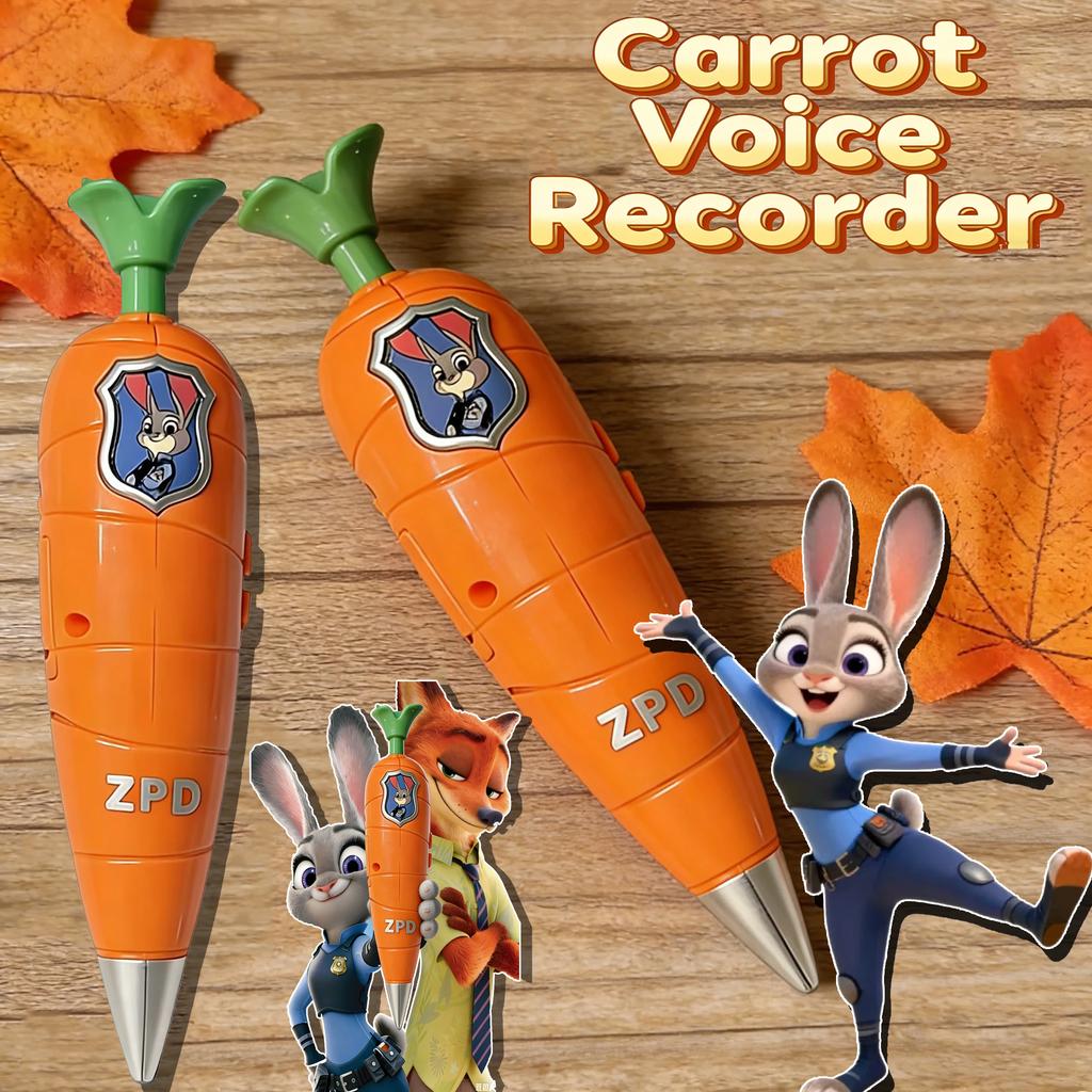 Zootopia 2 Carrot Recorder Pen | Judy & Nick Style For Kids | 60S Mini Recorder | 2-In-1 Gel Pen Stationery|Judy Partner