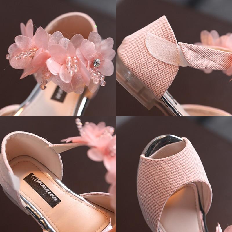 Туфли с цветами и стразами для девочек, модельные туфли на низком каблуке с цветочным принтом для свадебной вечеринки, туфли-лодочки, туфли принцессы, детская обувь для малышей