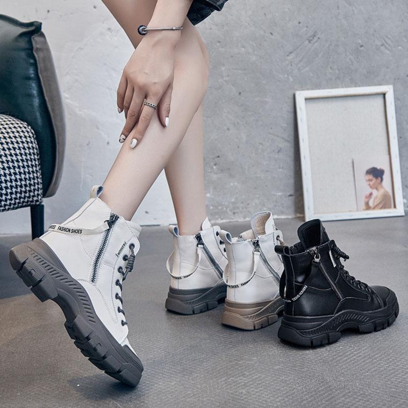 Весенне-осенняя обувь, модные женские ботинки из натуральной кожи, женские ботильоны на толстой подошве, брендовые женские ботильоны Botas
