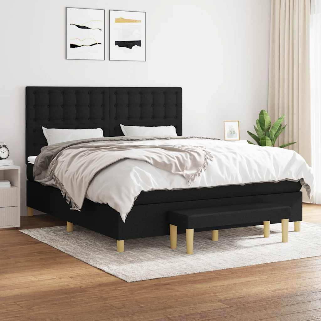 Box Spring Bed with Mattress Black 180 x 200 cm Fabric