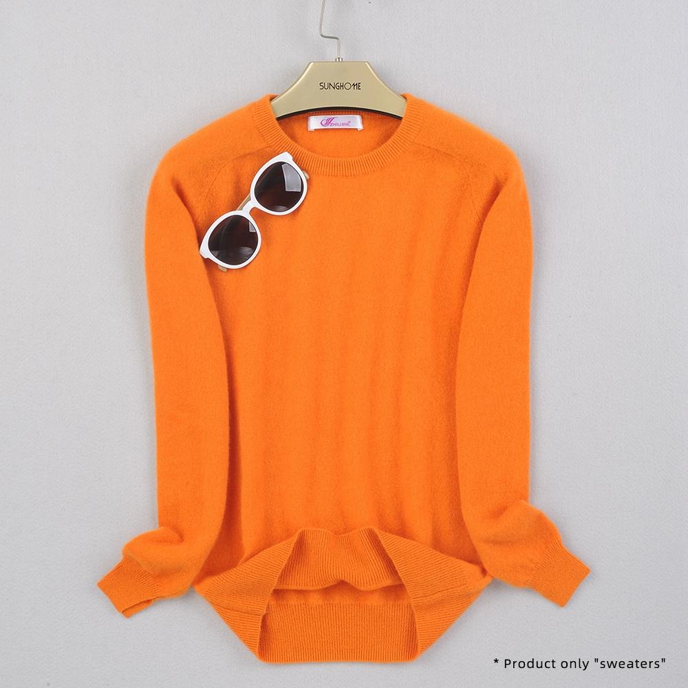 Женский кашемировый свитер с круглым вырезом для тепла и комфорта вязаный свитер с длинными рукавами