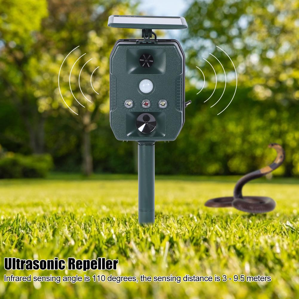 Outdoor Solar Power Animal Repellent Garden Ultrasonic Infrared Induction Bird Mouse Dog Repeller