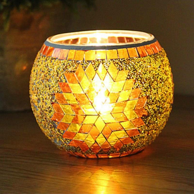 Украшение дома Классический Европейский Мозаичный Стеклянный Подсвечник Свадебные Украшения Рождественские Подарки