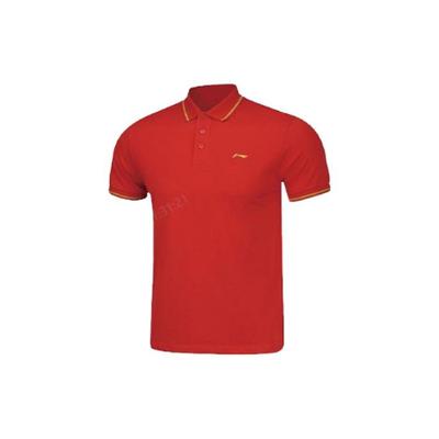 Li Ning Plain Casual Breathable Polo Shirt Short Sleeve Men tops Red APLN251-1