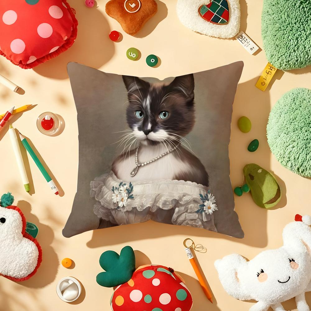 Ренессанс Королевский Кот Наволочка Плюшевая Ткань Мягкая Двусторонняя Печать Диван Теплый Зимний Домашний Подарок Наволочка