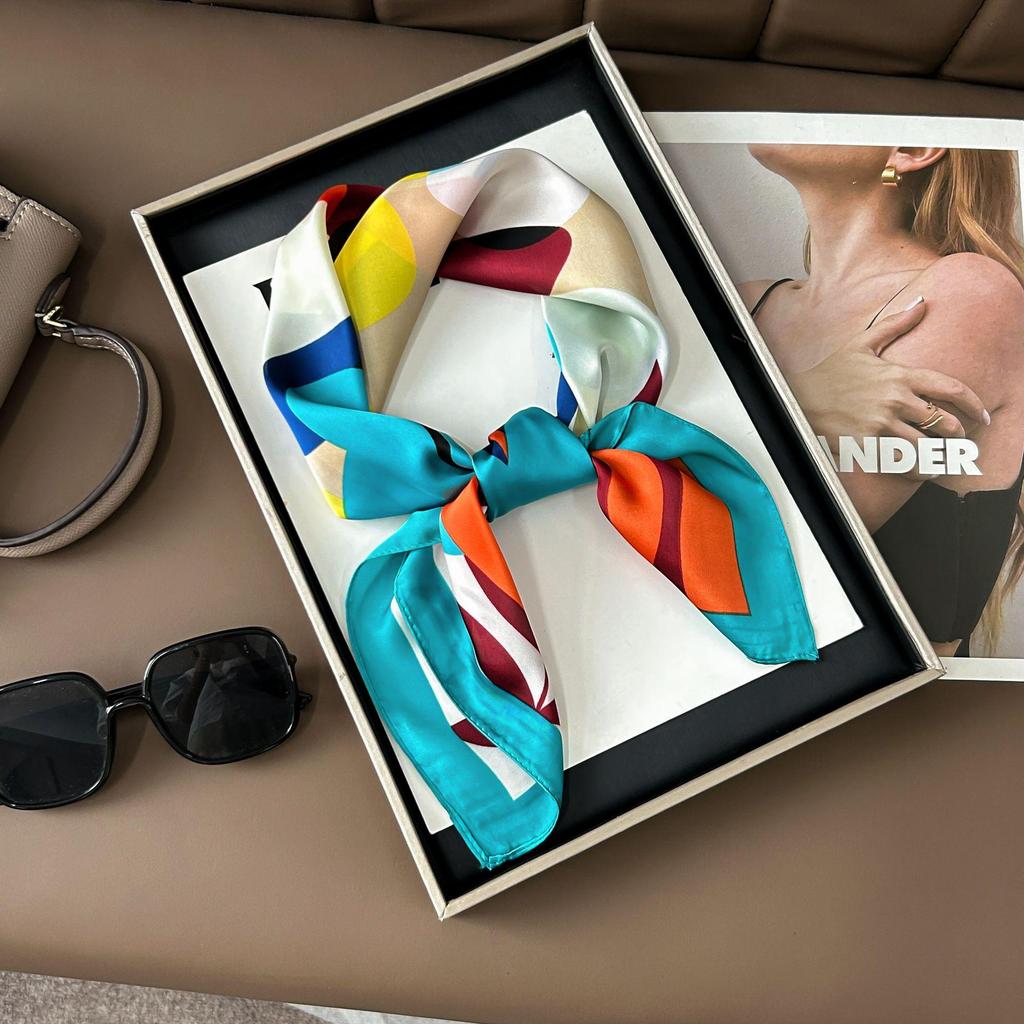 Шелковый шарф премиум-класса с принтом в корейском стиле - Универсальный модный аксессуар