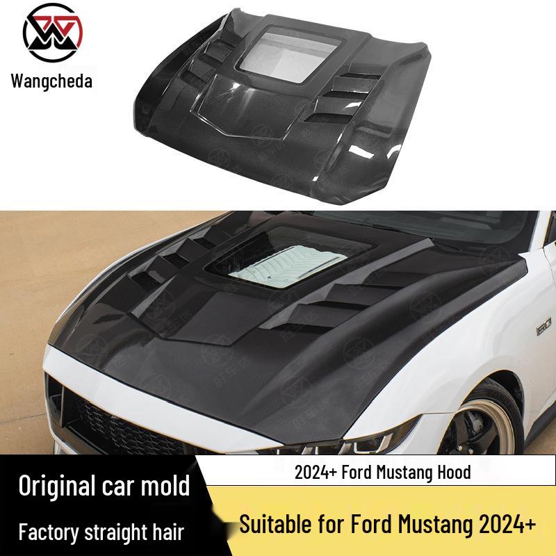 Ford Mustang 24+ Carbon Fiber Hood: Transparent Style Engine Cover Upgrade