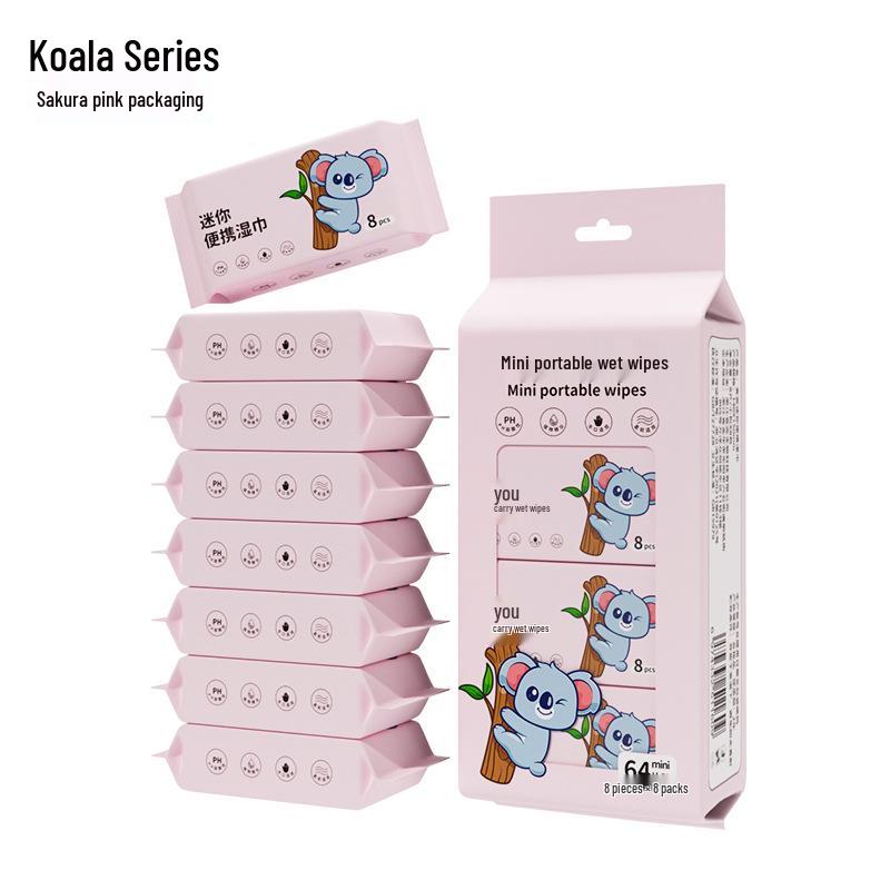 Мини влажные салфетки дорожный набор: 8 детских салфеток в упаковке, специально для детских рук