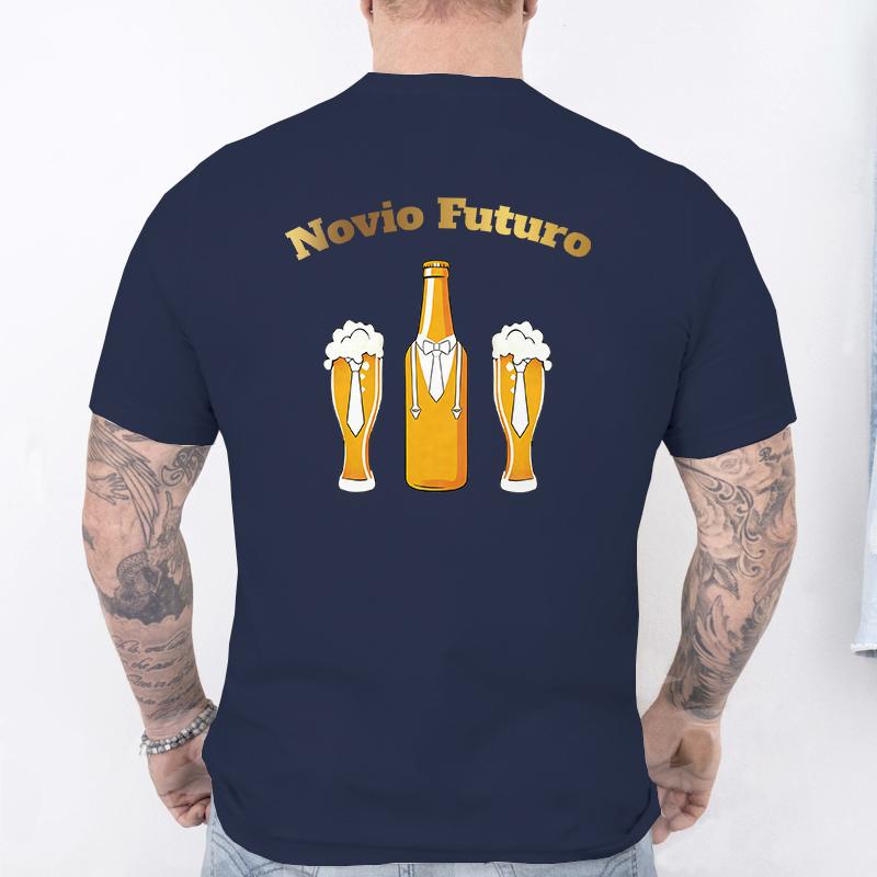 Retro Style Spanish Mens Team Groom Matching Tees Fashion Beer Graphic TShirts Male Wedding Bachelor Party Group Matching Tops