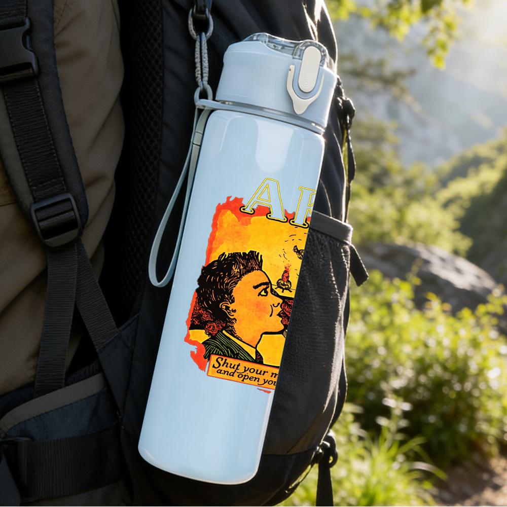 1PC Yellow Sun Mountain Retro Landscape Print 750ml Portable Sports Water Bottle Leakproof Gym Outdoor Travel Drink Cup
