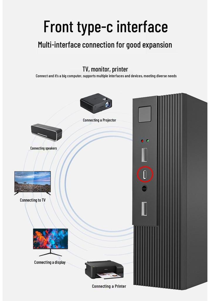Мини-ПК Хост: Компактный HTPC для домашнего офиса и игр, портативный микрокомпьютер для малых промышленных применений