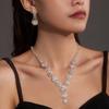 Temperament Shiny Rhinestone Necklace Earrings Two-piece Set, Bridal Jewelry Set, Wedding Dress Accessories