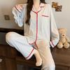 Red polka dot pajamas women's high-end spring and autumn cartoon shell embroidered edge long-sleeved loungewear set