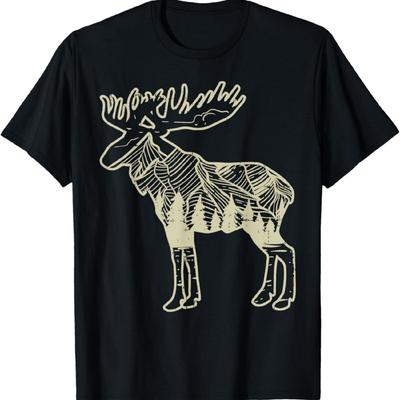 Винтажная футболка Moose Mountain с оленем, лосем, дикой природой, охотой, для охотника, в подарок