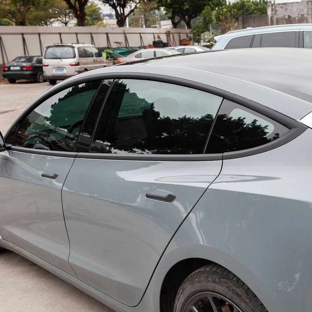 Наклейка на оконную раму автомобиля для Tesla Model 3, аксессуары для внешней отделки, дверная ручка из ПВХ, черная защитная накладка, полоски 2017-