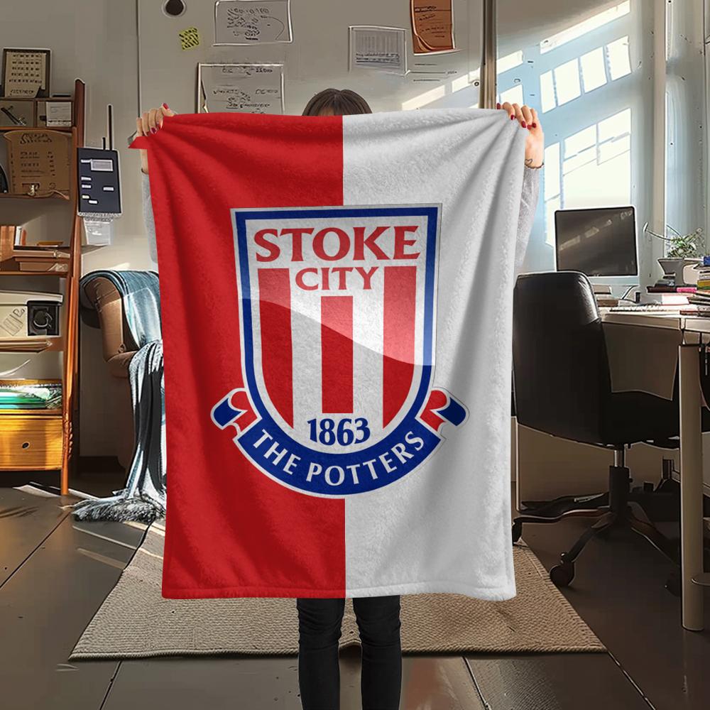 1PC Stoke City FC Print Flannel Blanket, High quality Comfortable for All Seasons, Home Decor, Warmth and Comfort, Perfect for Christmas Gifts182
