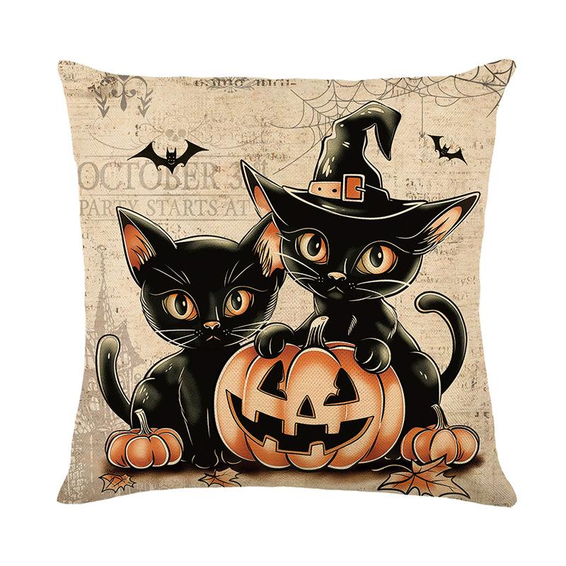 Мультяшный черный кот Хэллоуин украшение наволочка для подушки дома поддельный праздничный чехол для подушки забавный чехол