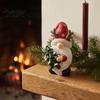 Double Sided Printed Decorations Christmas Gnome Figurine, Resin Tomte with Tree Hat & Reindeer Wooden Ornaments Antlers, Holiday Tabletop Decor