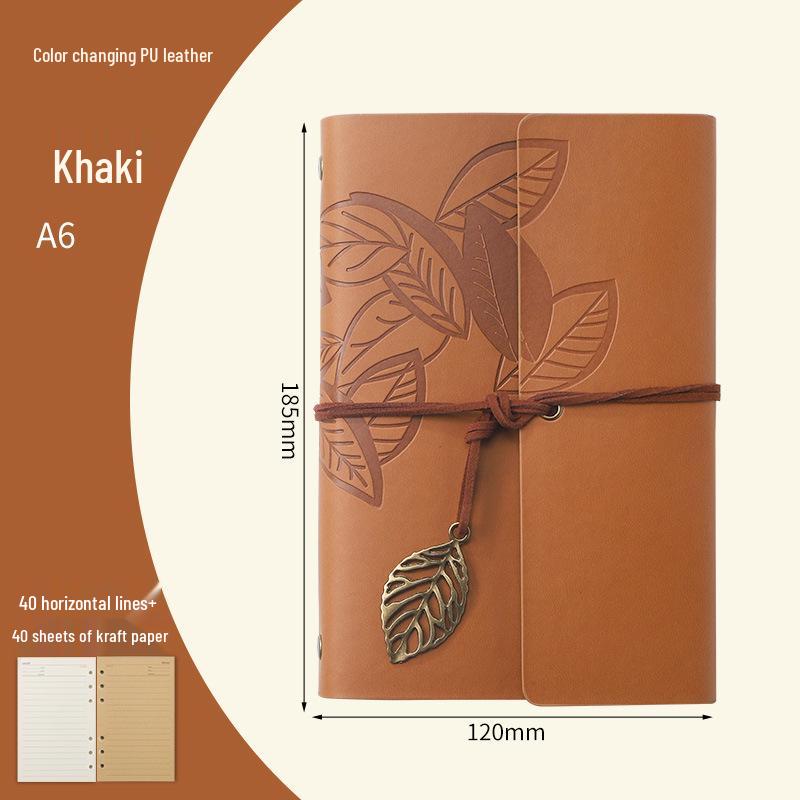 Retro Leaf Ring-Bound Travel Journal Notebook