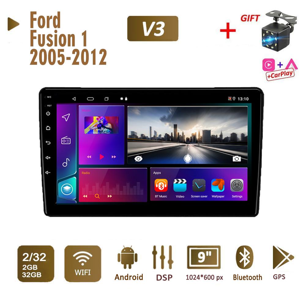 Автомобильное радио 2Din Android для Ford Fusion 1 2005-2012, мультимедиа Carplay, авто, Wi-Fi, головное устройство, стереонавигация, 2 + 32 ГБ