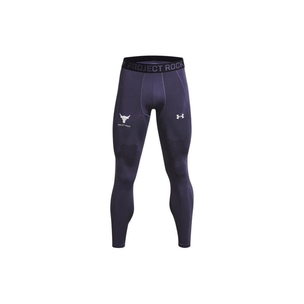 Under Armour Project Rock Turfgear Armorprint Logo Print, облегающие спортивные брюки средней посадки, мужские брюки темно-синего цвета 1378581-558