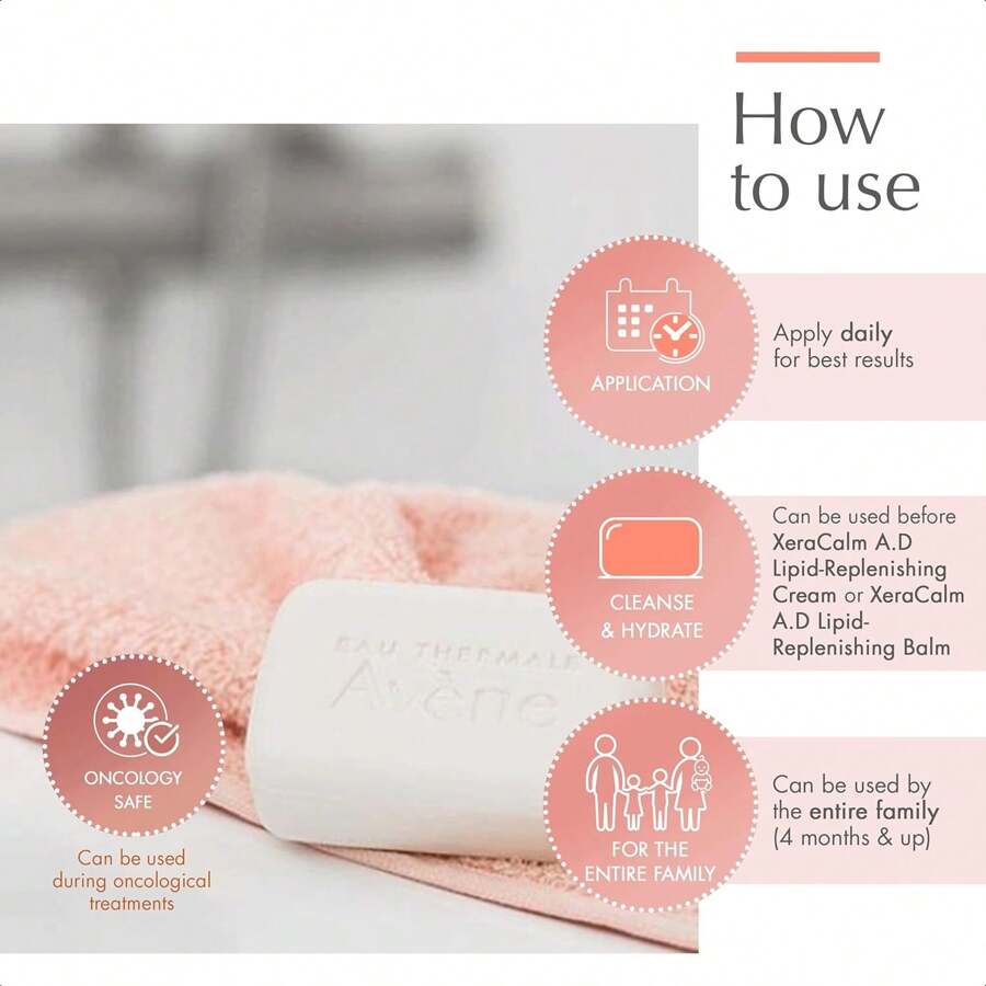 Avene Xercalm A.D Ультра-питательное очищающее мыло для атопического дерматита 100 г, для кожи, склонной к экземе, без отдушек