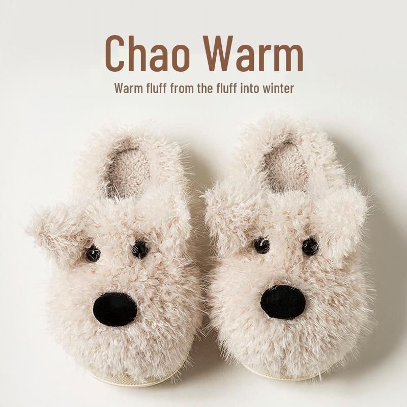 Зима 2025 Милые Мультяшные Щенки Детские Плюшевые Хлопковые Тапочки для Родителей и Детей, Девочек, Мальчиков и Подростков — Теплые и Уютные