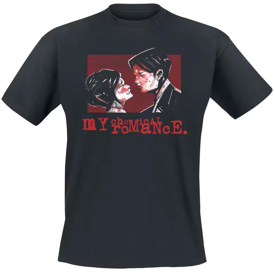 My Chemical Romance Revenge Tee, Rock T-Shirt with Bloody Couple Art & Band Logo Print, Rock Fan Merch