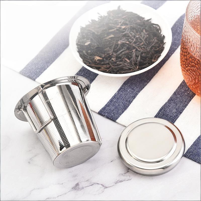 Сетчатый заварник для чая из нержавеющей стали с крышкой, многоразовый стакан-сито, фильтр для специй для рассыпного чая, для чайников, кружек, чашек, для заваривания чая, кофе