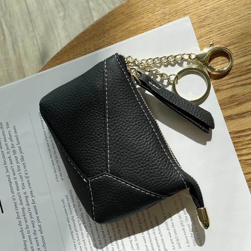 Cowhide Women's Zipper Coin Pouch - Multifunctional Small Purse & Key Holder