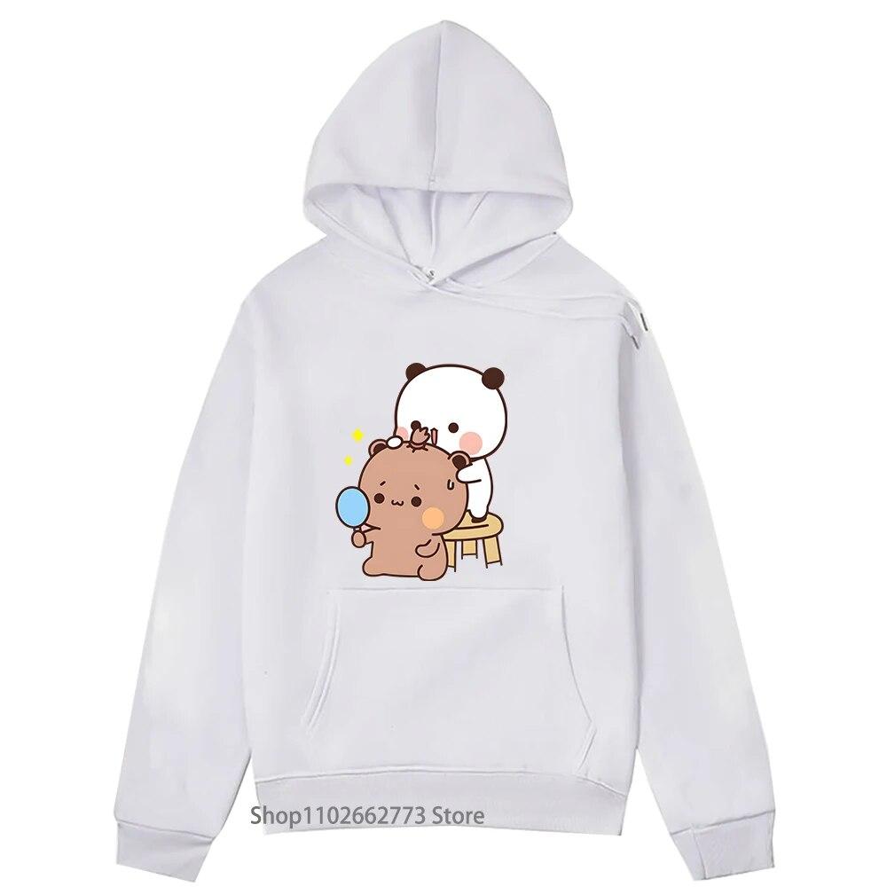 Толстовка с принтом Kawaii для девочек, свитшот с принтом Bubu Dudu, одежда с рисунком панды и медведя, одежда унисекс для женщин, одежда Y2k, весенняя одежда