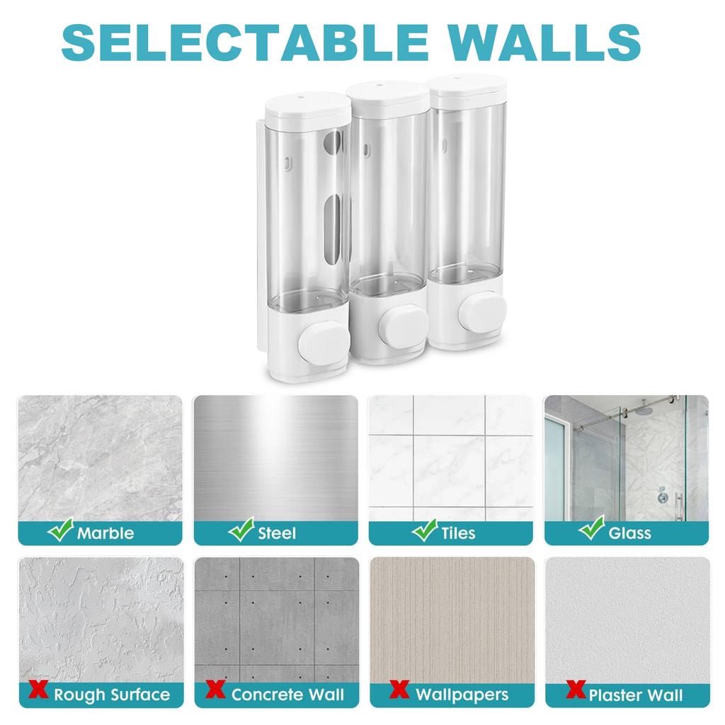 Shower Soap Dispenser Wall Mounted , Shampoo And Conditioner Dispenser,Shower Shampoo Dispenser 3 Chamber,Shower Dispenser