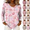Women's Christmas Print Casual V-Neck Long Sleeve Top