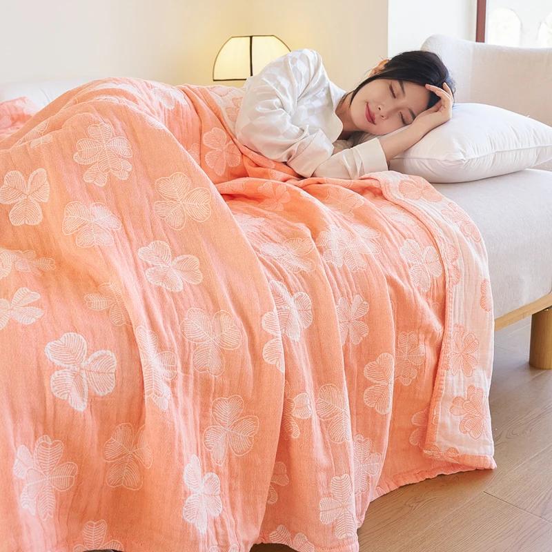 Летнее одеяло из 100% хлопковой марли, дышащее покрывало, жаккардовый плед, легкая кровать, одеяла и покрывала, не садятся