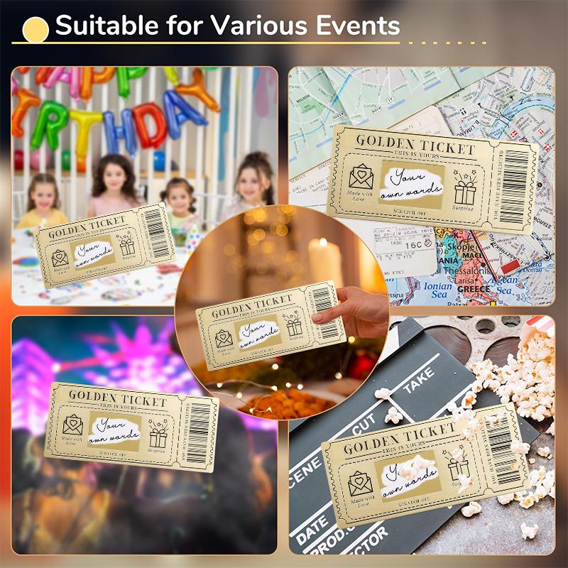 6 штук золотых билетов со скретч-картами с конвертами, скретч-билет с сюрпризом для написания вашего собственного особого подарка