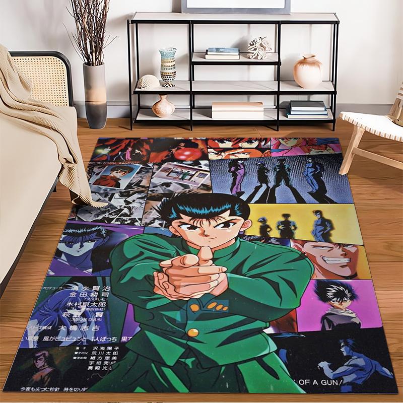 Anime Inspired Carpet Featuring Male Character in Green Uniform Decor Suitable for use as an anti-slip for living room bedroom sofas