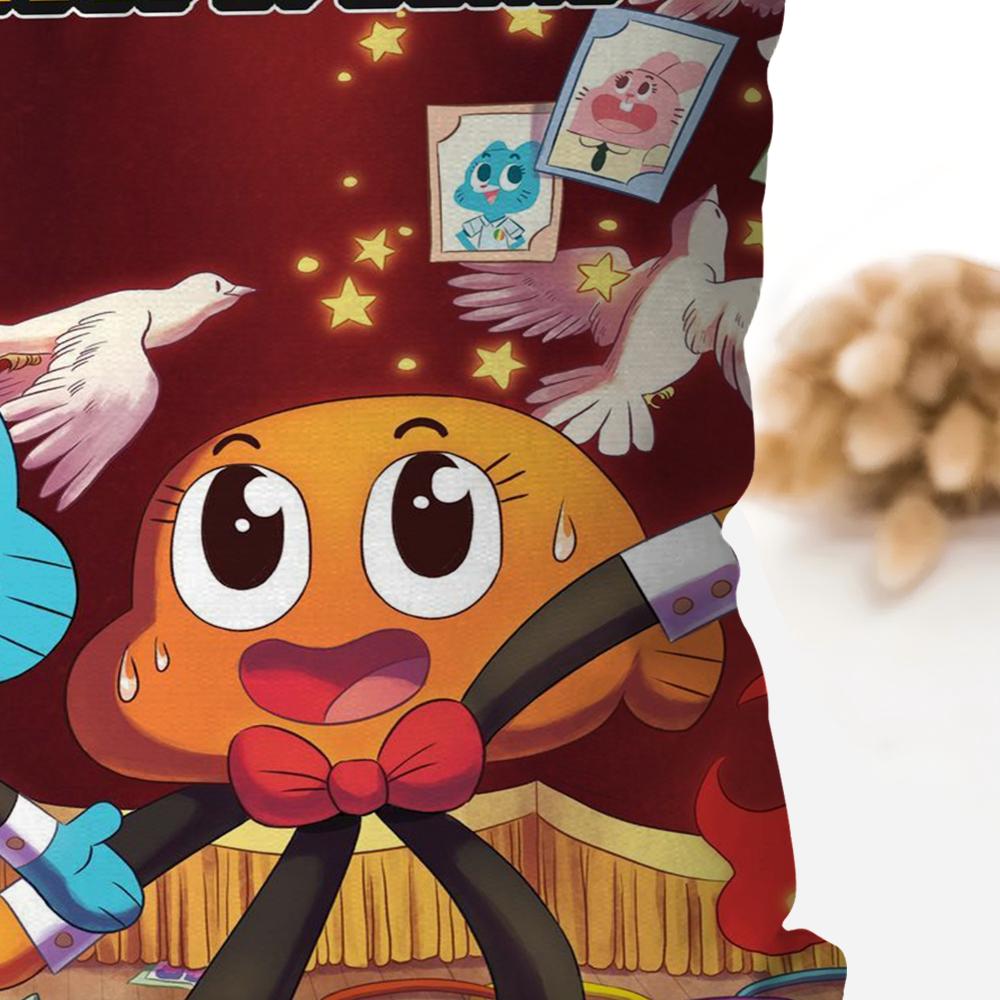 Мультфильм Удивительный ГамболНаволочка Квадратная подушка Спальня Диван Досуг Комфортная подушка Автомобиль Гостиная Украшение дома 40X40