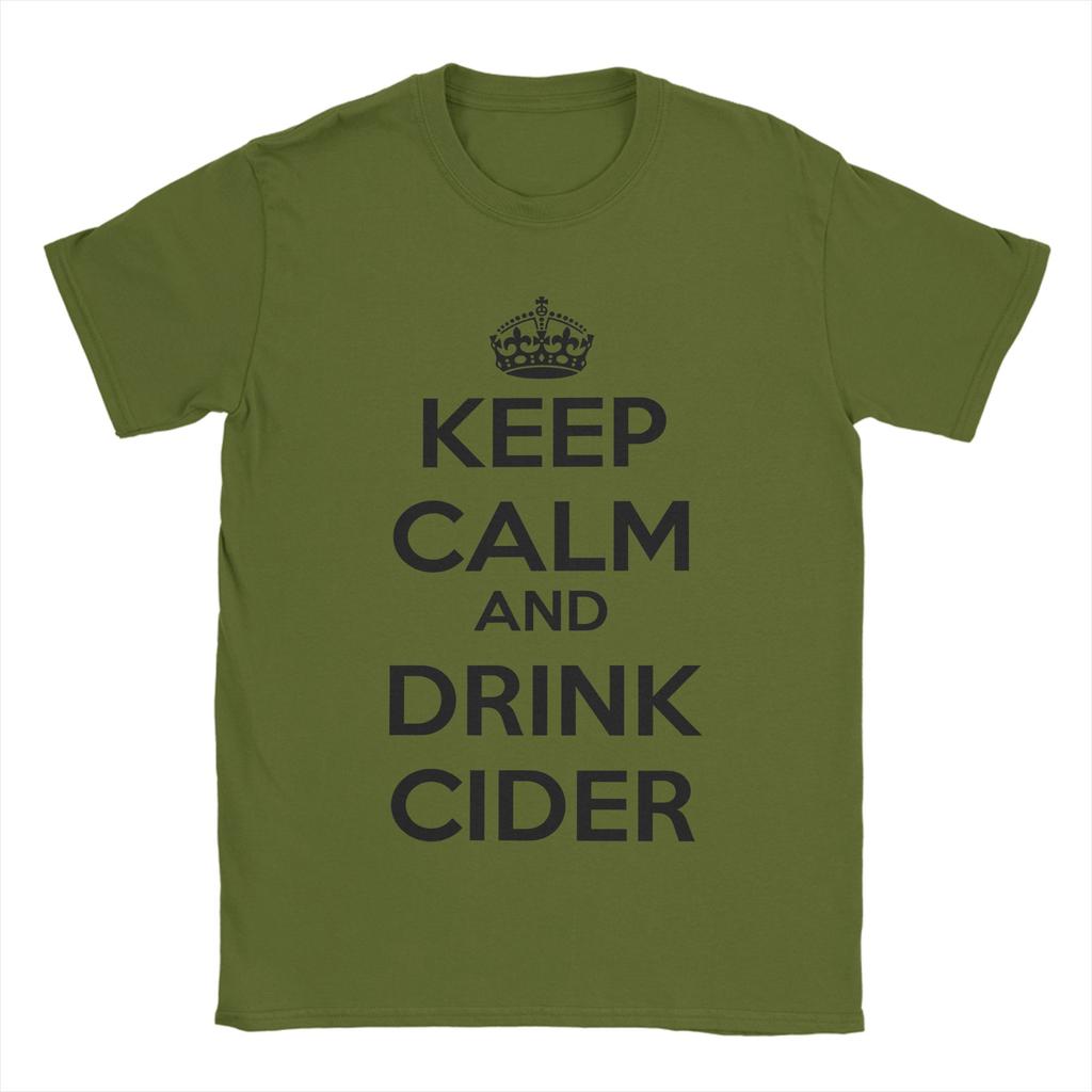 Vintage Keep Calm And Drink Cider TShirt Unisex Crew Neck Pure Cotton T Shirts Short Sleeve Tees Gift Idea Clothes