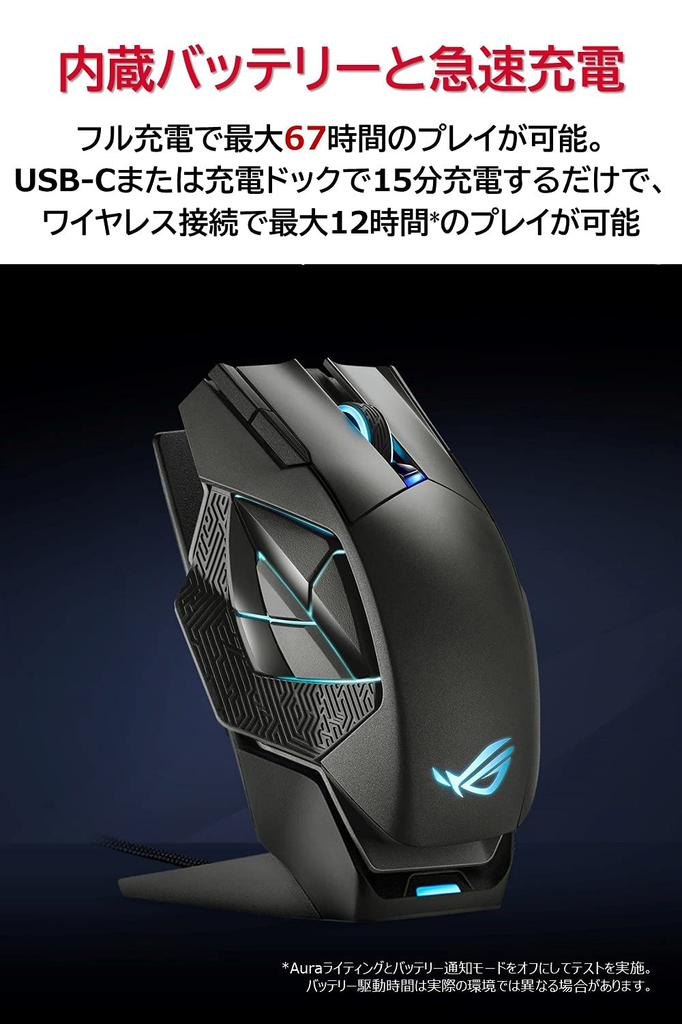 ASUSTek ROG Spatha X MMO Wireless Gaming Mouse, 19,000dpi, 12 Programmable Buttons, Dual-Mode Connection, 67 Hours Battery Life, ROG Microswitch, RGB