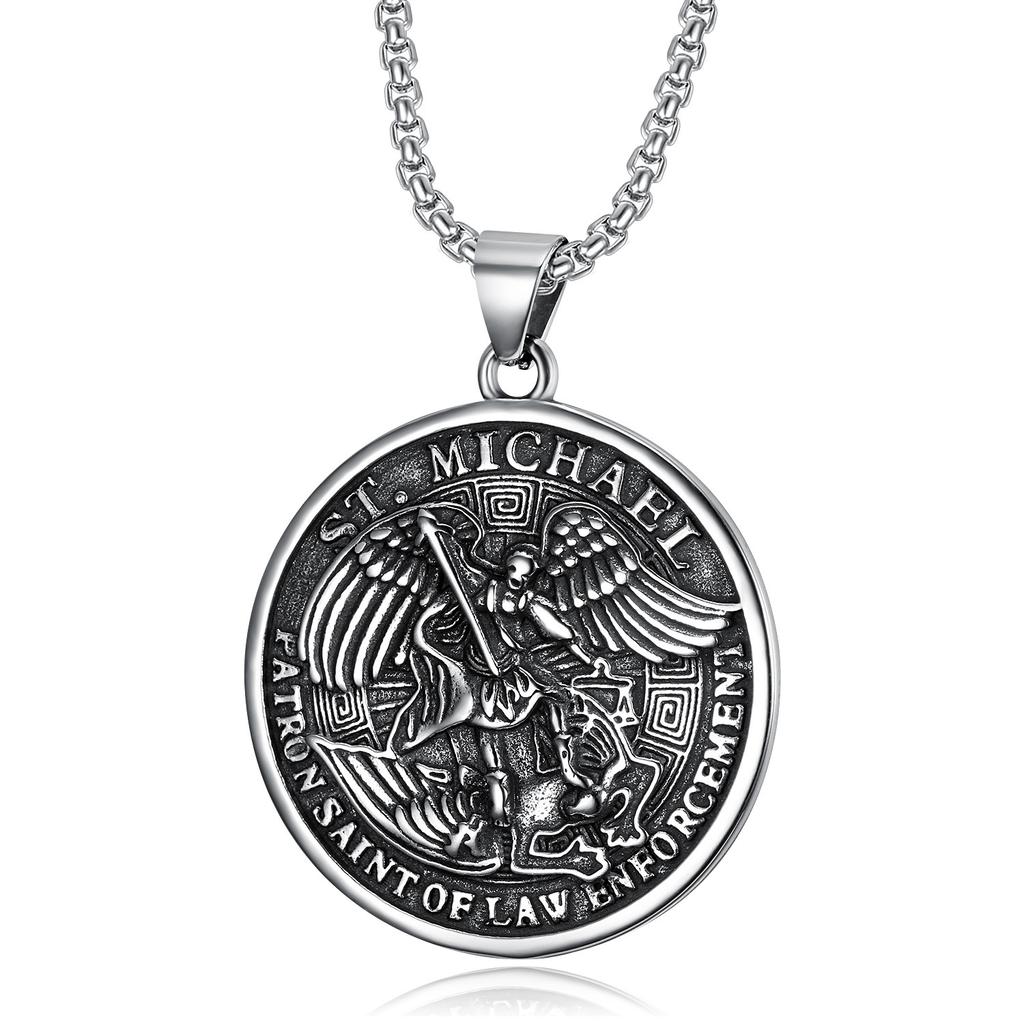 European and American Faith St. Michael the Archangel St. Michael Necklace Environmentally Friendly Retro Jewelry Pendant